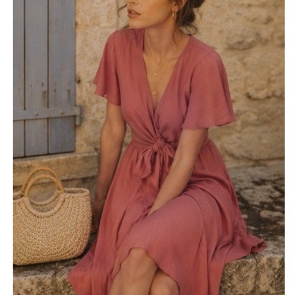 Satin Pink Midi Dress 10 Formal Glam Bridesmaid‎ Prom Romantic Feminine Wedding